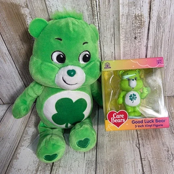 10'Care Bears Good Luck Bear Green Plush and 3 Inch Vinyl Figure CultureFly Set - Picture 8 of 8